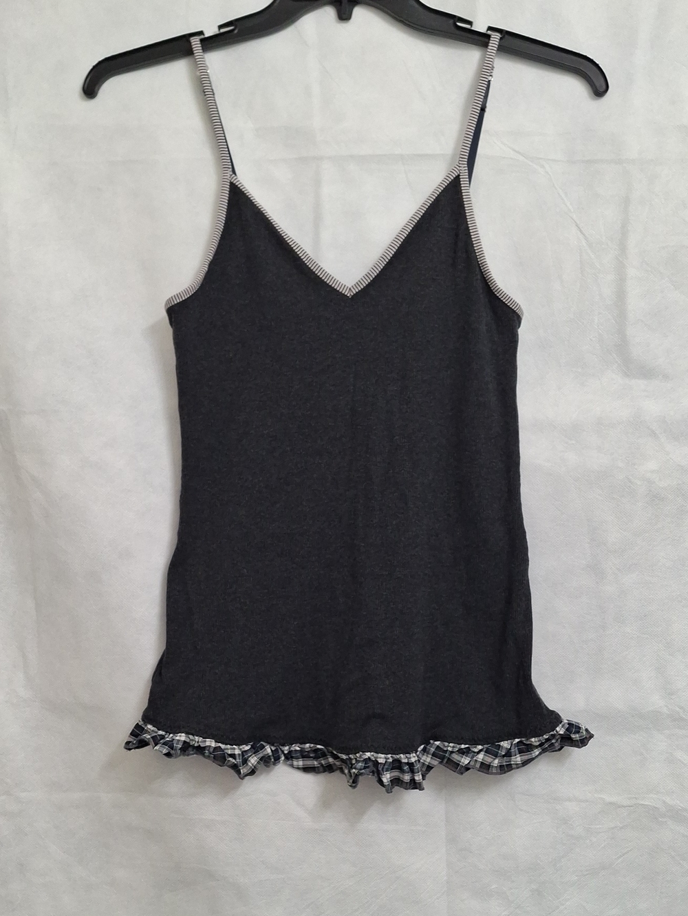Victoria's Secret Charcoal Gray Chemise with Plaid Ruffle Trim